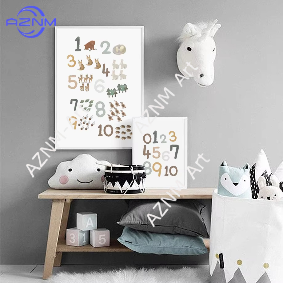 Kids Education Room - 1/2pcs Education Learning Number Animals Nursery