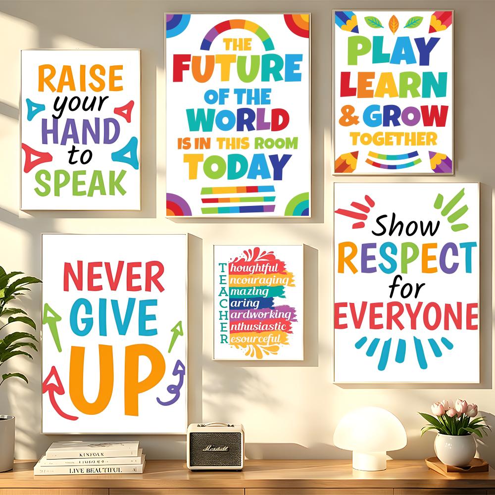 Kids Education Room - Positive Kid Classroom Wall Picture Educational