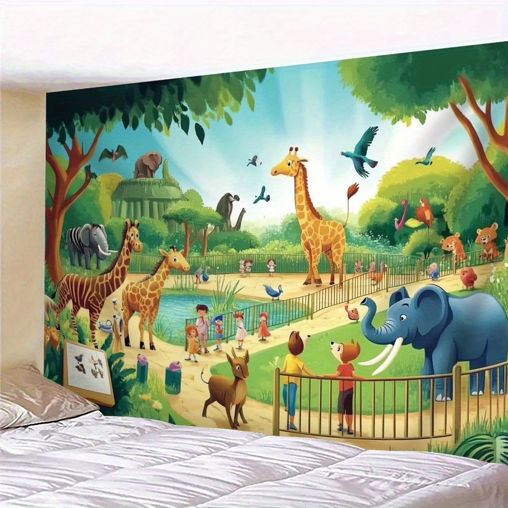 Kids Education Background - 1pc Cartoon Zoo Animals Giraffe Elephant