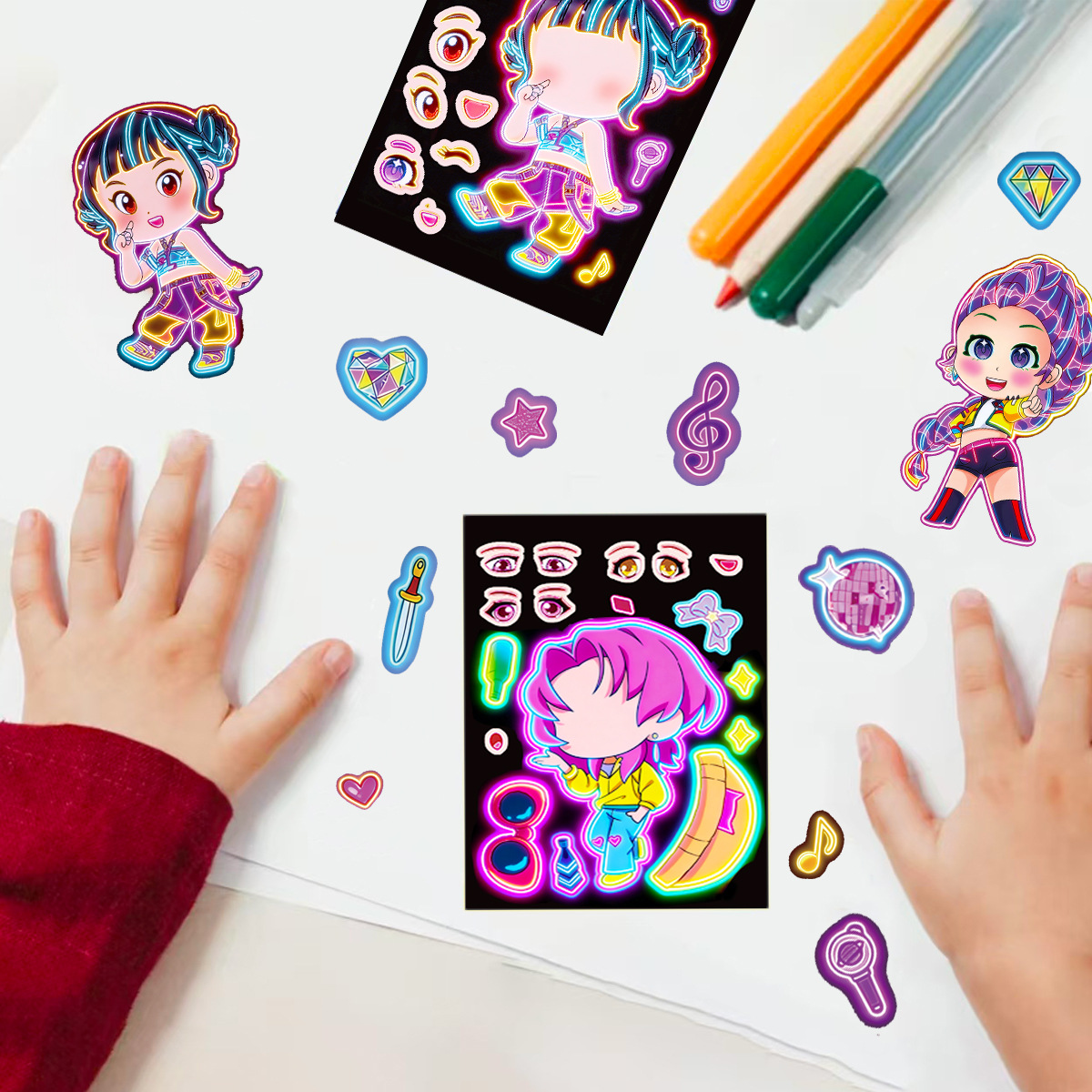 8pcs Funny Girls Stickers Toys - Kids Education Music recension och pris