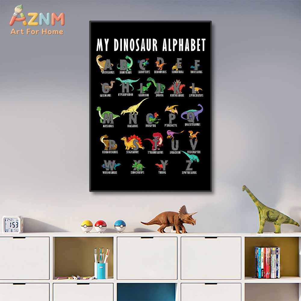 AZNM Dinosaur Alphabet Canvas  - Kids Education Background recension och pris