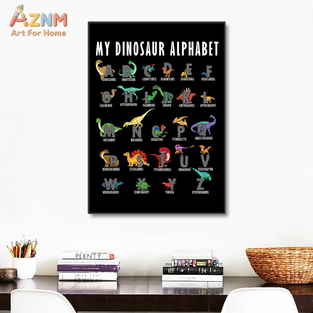 AZNM Dinosaur Alphabet Canvas  - Kids Education Background recension och pris