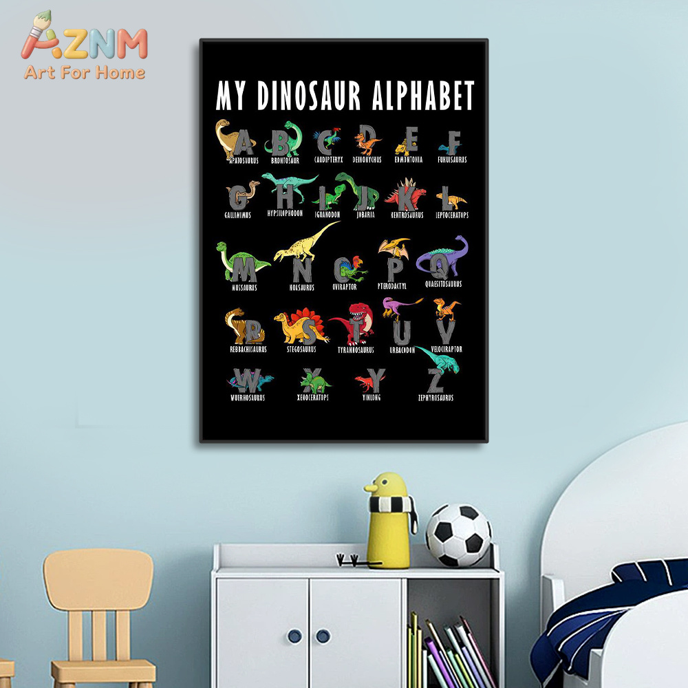 AZNM Dinosaur Alphabet Canvas  - Kids Education Background recension och pris