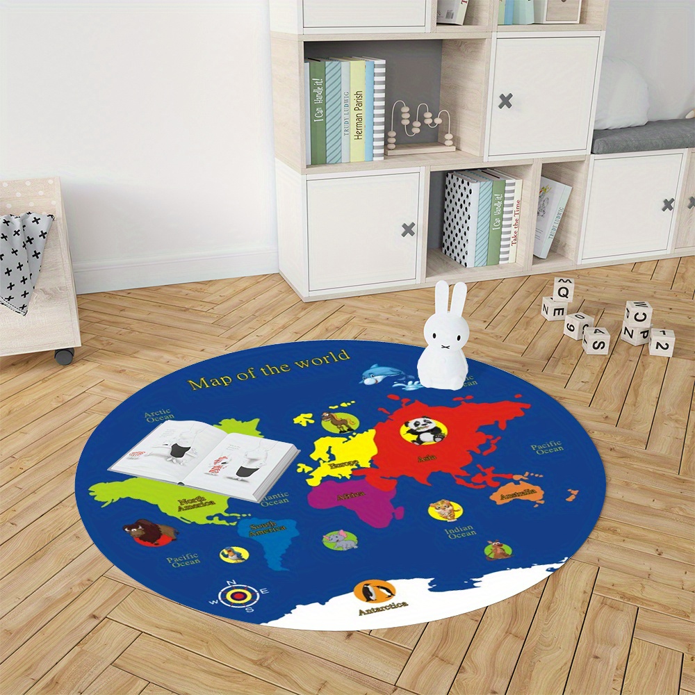World Map Round Rug Flannel Ed - Kids Education Room recension och pris