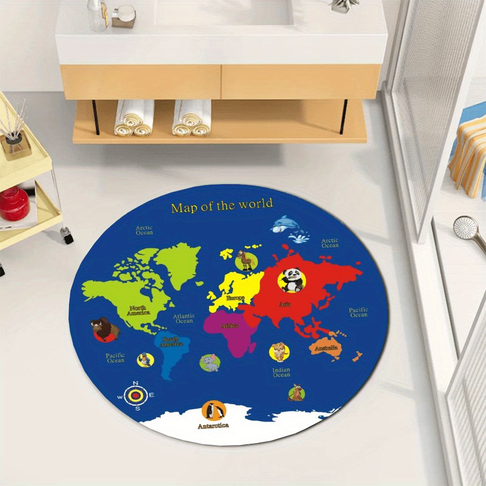 World Map Round Rug Flannel Ed - Kids Education Room recension och pris
